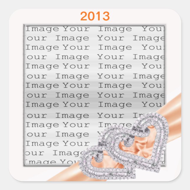 Pegatina Cuadrada Personalizado Corazones Pegatinas de Cinta Tangeri (Anverso)