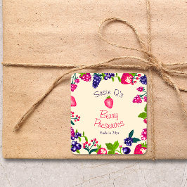 Pegatina Cuadrada Personalizado Cream・Berry Preserve DIY Canning
