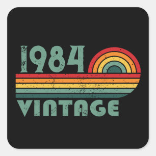 Pegatina Cuadrada Personalizado cuarenta fiesta vintage de 40 años