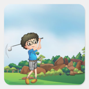 Pegatina Cuadrada Personalizado Cuidad Golf Fun Golf Lover Design