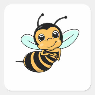 Pegatina Cuadrada Personalizado Cute Bee