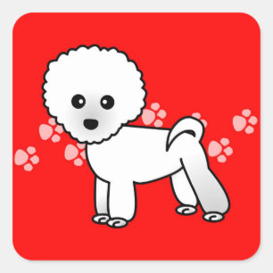 Pegatina Cuadrada Personalizado Cute Bichon Frise
