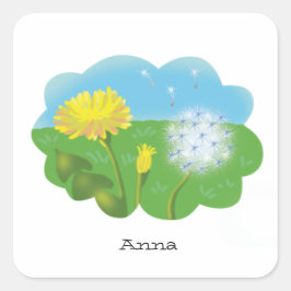 Pegatina Cuadrada personalizado daña personalizada en el prado en s