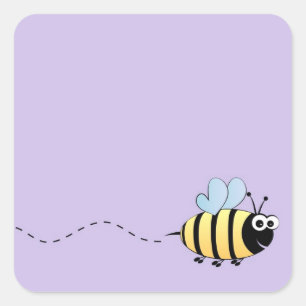 Pegatina Cuadrada Personalizado de abejas con burbujas