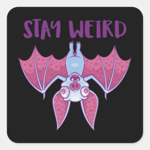 Pegatina Cuadrada Personalizado De Bat De Vampiro Albino Quirky