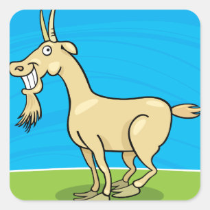 Pegatina Cuadrada Personalizado de cabra sonriente