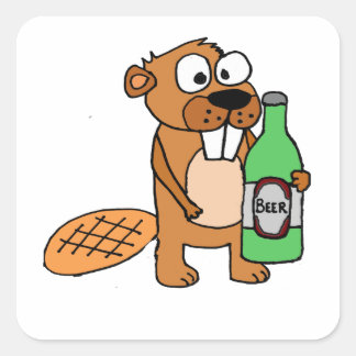 Pegatina Cuadrada Personalizado de cerveza Beaver de Guay