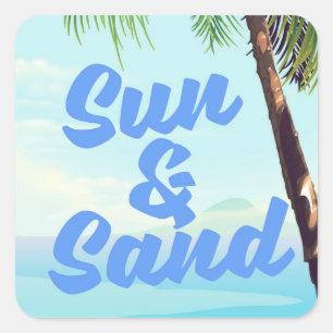 Pegatina Cuadrada Personalizado de citas inspiradoras de Sun y Sand