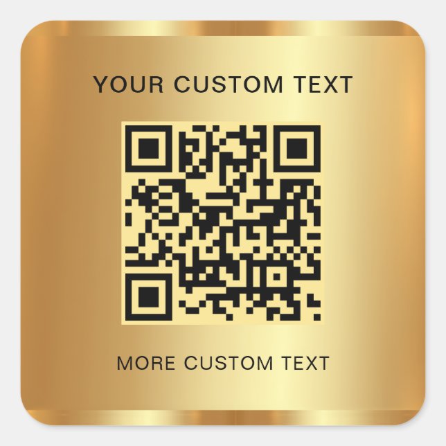 Pegatina Cuadrada Personalizado de código QR de texto Plantilla de a (Anverso)