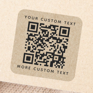 Pegatina Cuadrada Personalizado de código QR  texto arriba abajo Kra
