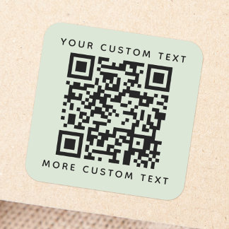 Pegatina Cuadrada Personalizado de código QR texto arriba luz de la