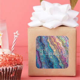 Pegatina Cuadrada Personalizado de colores de Abalone Ripples