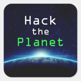 Pegatina Cuadrada Personalizado de Guay Texto Tierra azul hackeo al