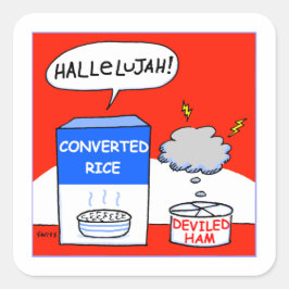 Pegatina Cuadrada Personalizado de humor cristiano para gastrónomos