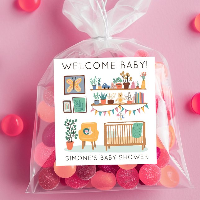 Pegatina Cuadrada Personalizado de Ilustracion de enfermería por ond (Cute Nursery Illustration CUSTOM BABY SHOWER Square Sticker
)