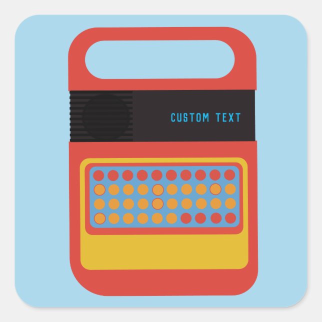 Pegatina Cuadrada Personalizado de juguetes electrónicos de habla y  (Anverso)