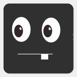 Pegatina Cuadrada Personalizado de la cara de monstruo negro gracios