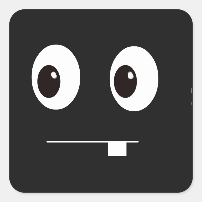 Pegatina Cuadrada Personalizado de la cara de monstruo negro gracios (Anverso)