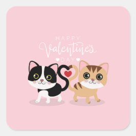 Pegatina Cuadrada Personalizado de la pareja Cat