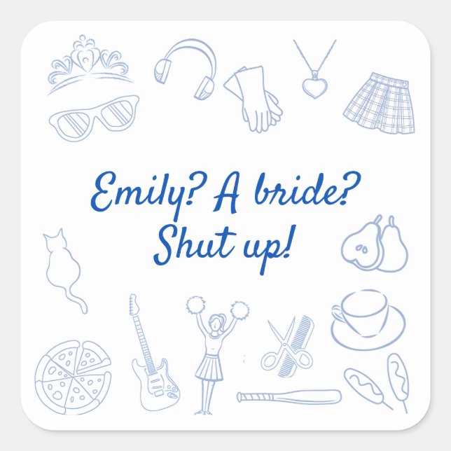 Pegatina Cuadrada Personalizado de la princesa de cine de principios (Anverso)