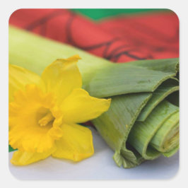 Pegatina Cuadrada Personalizado de Leek-Welsh