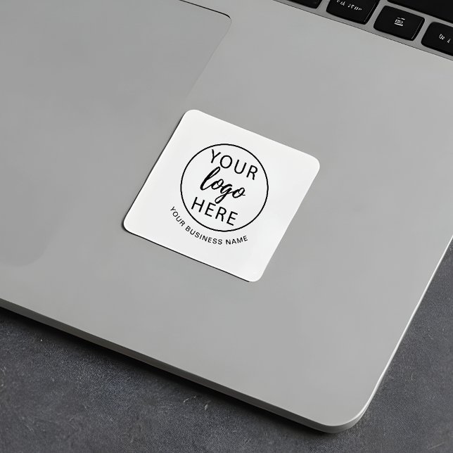 Pegatina Cuadrada Personalizado de logotipos sencillos para empresas (Simple Business Logo Custom Square Sticker)