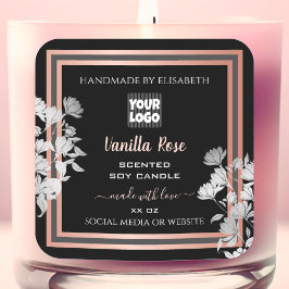 Pegatina Cuadrada Personalizado de marcas de productos negras Rosa m