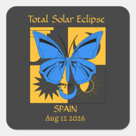 Pegatina Cuadrada Personalizado de mariposa de eclipse solar total