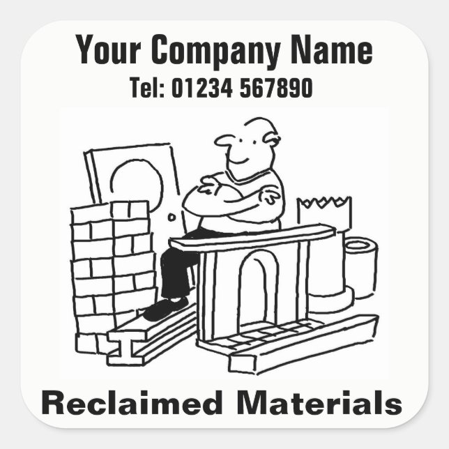 Pegatina Cuadrada Personalizado de materiales recuperados (Anverso)
