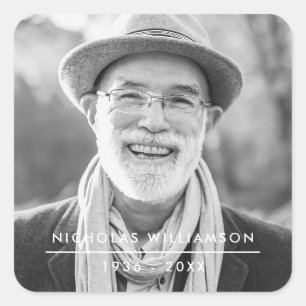 Pegatina Cuadrada Personalizado de memoria simple y moderna