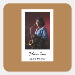 Pegatina Cuadrada Personalizado de música fotográfica marrón