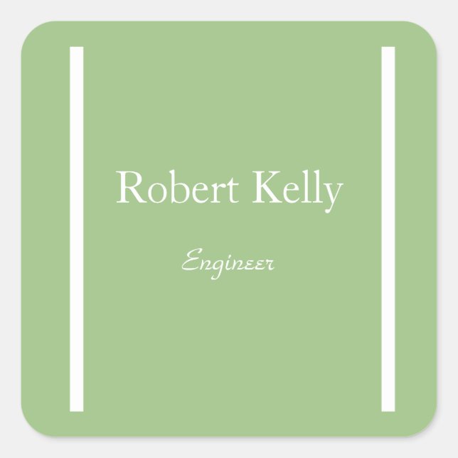 Pegatina Cuadrada Personalizado de negocios sage líneas verdes y bla (Anverso)