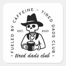 Pegatina Cuadrada Personalizado de nuevo papá dátil club de padres c