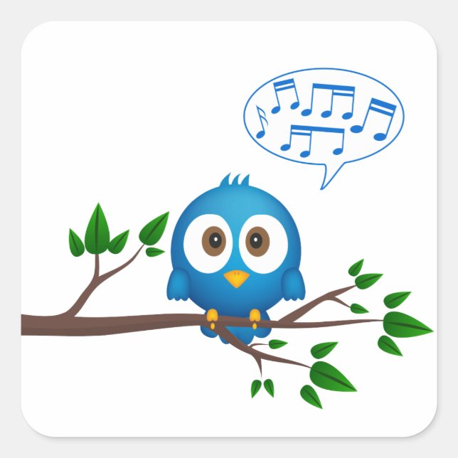 Pegatina Cuadrada Personalizado de pájaro azul (Anverso)