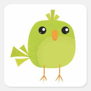 Pegatina Cuadrada Personalizado de pájaro verde