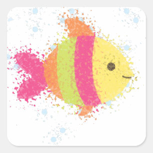 Pegatina Cuadrada Personalizado de peces de cuta