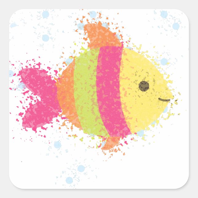 Pegatina Cuadrada Personalizado de peces de cuta (Anverso)