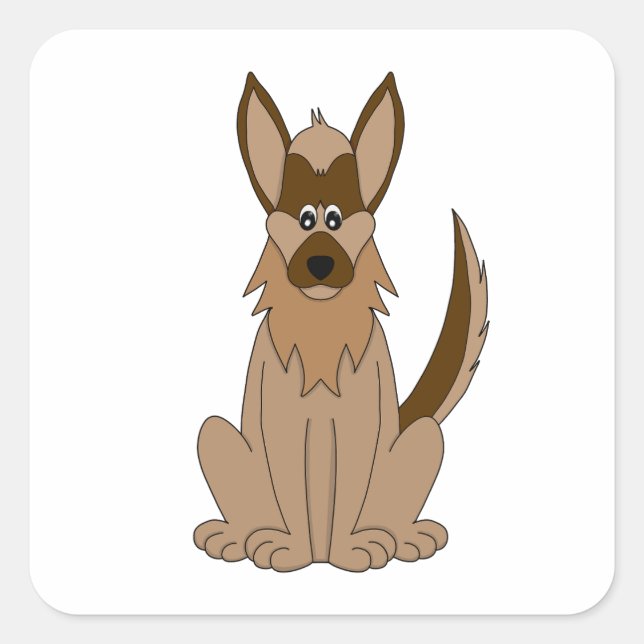 Pegatina Cuadrada Personalizado de perro asombroso pastor alemán (Anverso)