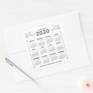 Pegatina Cuadrada personalizado de personalización del calendario m