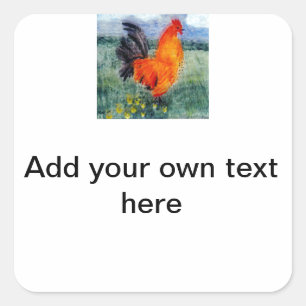 Pegatina Cuadrada Personalizado de Pollo de Ave de Granja