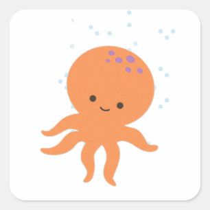 Pegatina Cuadrada Personalizado de pulpo cutáneo