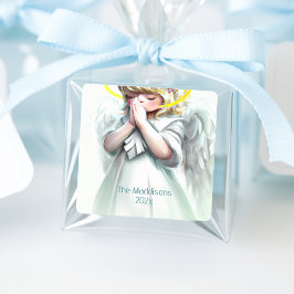 Pegatina Cuadrada Personalizado de Rando Niña Angel Wings