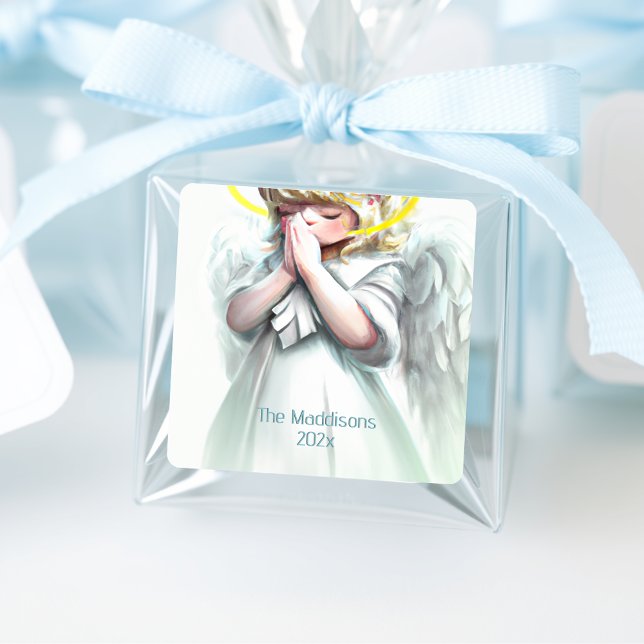 Pegatina Cuadrada Personalizado de Rando Niña Angel Wings (Subido por el creador)