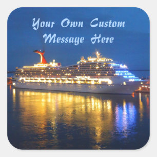 Pegatina Cuadrada Personalizado de Reflexiones del Puerto