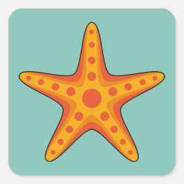 Pegatina Cuadrada Personalizado de Starfish Naranja Cute