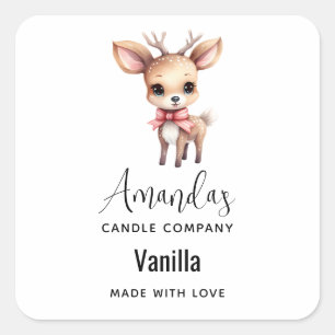 Pegatina Cuadrada Personalizado de venado de bebé lindo dibujando ne