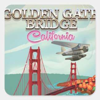 Pegatina Cuadrada Personalizado de viajes Golden Gate Bridge Califor