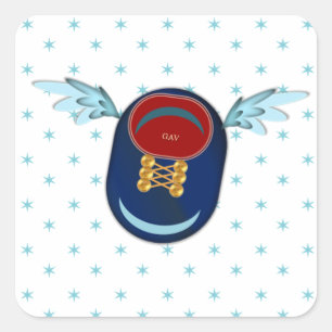 Pegatina Cuadrada Personalizado de zapatos alados y estrellas