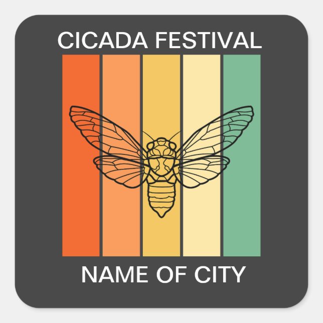 Pegatina Cuadrada Personalizado del Festival Cicada 2024 (Anverso)