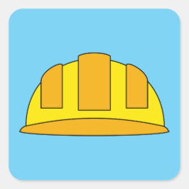 Pegatina Cuadrada Personalizado del Gorra duro amarillo
